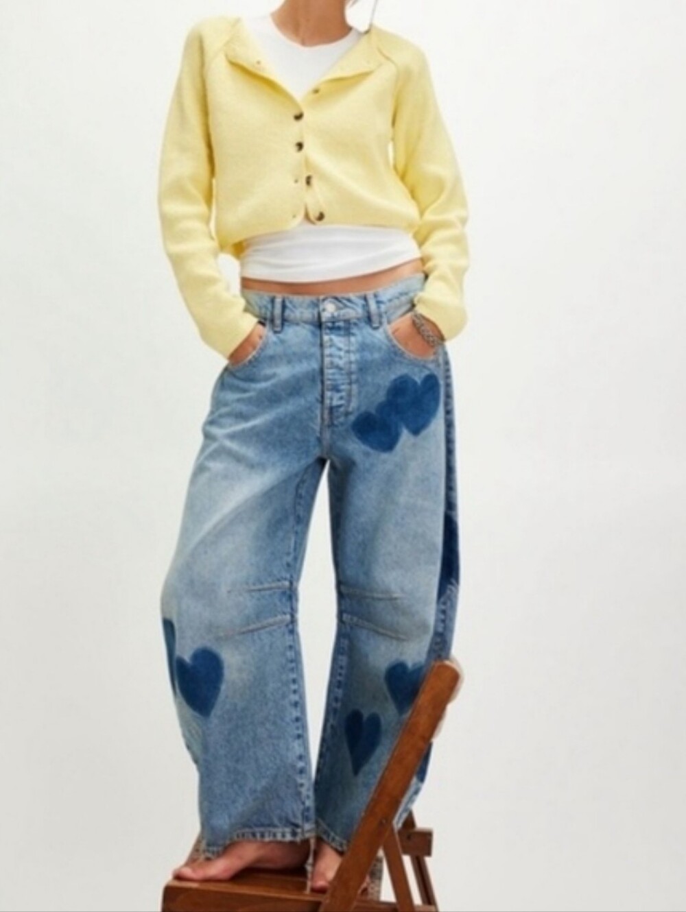 Free People We The Free People Heart Shadow  Barrel Good Luck Jeans 27 - Picture 3 of 14